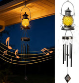 Solar Oil Lamp Wind Chimes for Outside, Hanging Memorial Wind Chimes for Mom Women Grandma, Flower Solar Lantern Windchimes Outdoors for Garden Decor