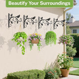 iDavosic.ly Plant Hangers Outdoor 4-Pack, 12 Inch Heavy Duty Iron Wall Brackets for Hanging Plants, Baskets, Bird Feeders, Lanterns, Wind Chimes, Indoor Metal Hooks for Garden Porch Patio, Black