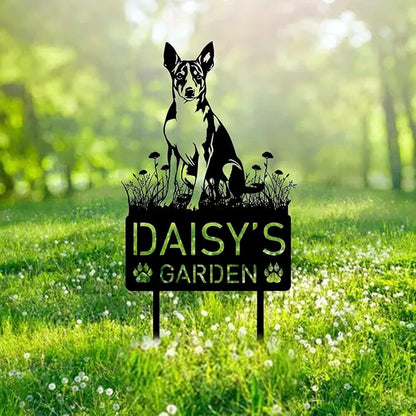 Custom Basenji Dog Metal Memorial Garden Stake Personalized Pet Grave Marker Name Sign Remembrance Stake Decor Sympathy Dog Loss,Outdoor Statues for Yard Garden Lawn Patio Pathway Grave Gift.