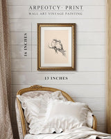 ARPEOTCY Vintage Gold Framed Wall Art, Sketch Birds in Love on a Branch Paintings, Canvas Prints Artwork with Antique Frame, Wall Picture Decor for Bedroom Gallery Living Room, 13x16 inch