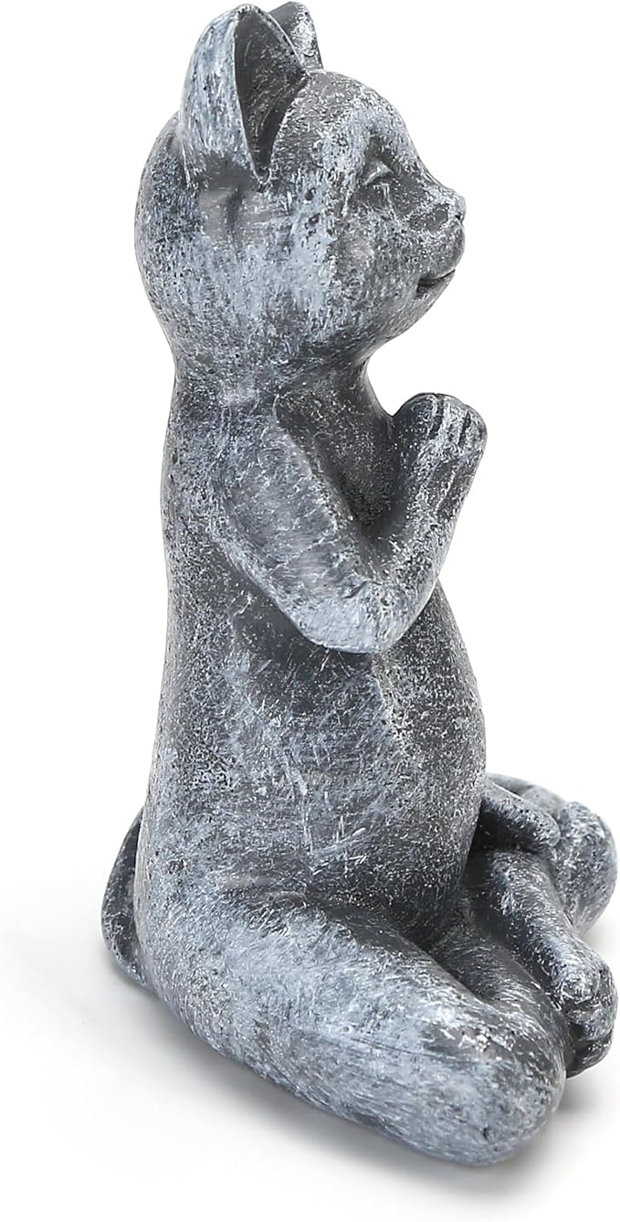 Yoga Cat Meditating Buddha Zen Figurine Art Statue Sculptures Ornament, Handmade Resin Budda Meditation Decorative Sculpture Decoration for Indoor Outdoor Home Patio Yard Lawn Garden Decor