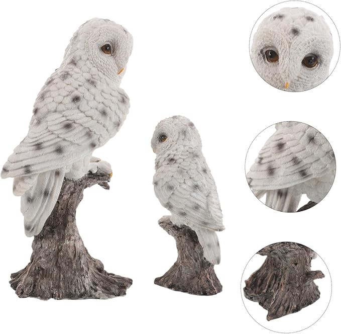 DOITOOL 2PCS Realistic Owl Figurine Weather-Resistant Garden Statues with Fine Detailing for Outdoor Patio Porch Decor and Science Learning