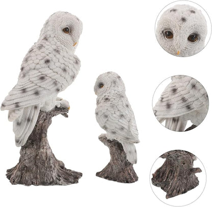 DOITOOL 2PCS Realistic Owl Figurine Weather-Resistant Garden Statues with Fine Detailing for Outdoor Patio Porch Decor and Science Learning
