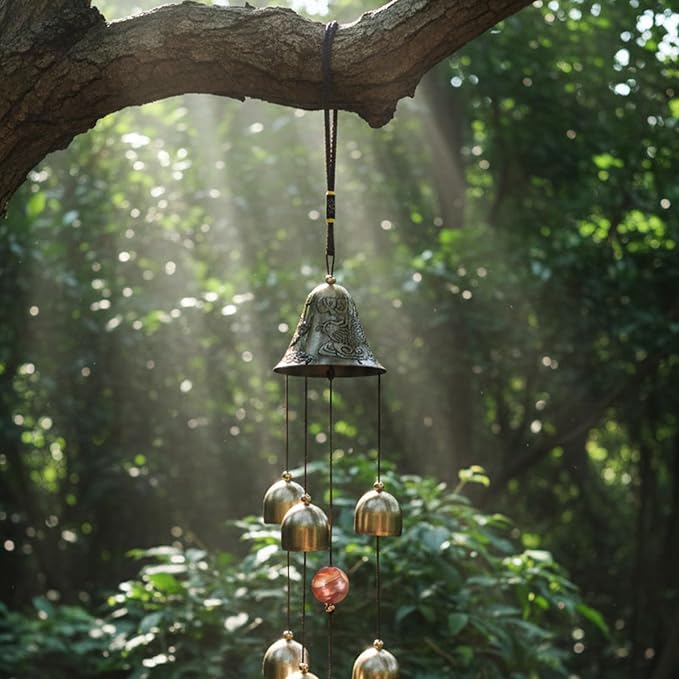 Lucky Wind Chimes Fengshui Bell Copper Wind Chimes for Outside Clearance 6 Bells Chinese Hanging Feng Shui Decor Home Garden Hanging Decoration Good Luck Blessing