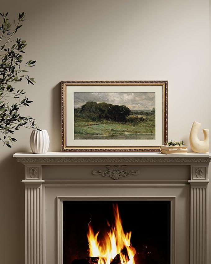 ARPEOTCY Vintage Gold Framed Large Wall Art, Swale Land Scenery Retro Paintings, Landsacpe Canvas Prints Artwork with Antique Frame, Victorian Wall Picture Decor for Gallery Living Room 16x24 inch