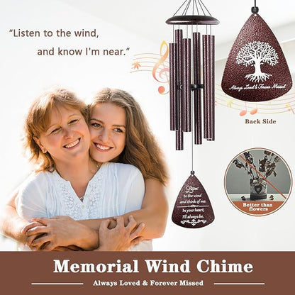 Soopau Sympathy Wind Chimes for Outside, 32'' Memorial Wind Chimes for Loss of Loved One, Memorial Gifts for Loss of Mother Father, Bereavement Gift in Memory of Loved One (Bronze)