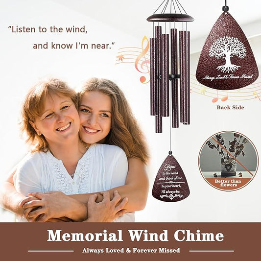 Soopau Sympathy Wind Chimes for Outside, 32'' Memorial Wind Chimes for Loss of Loved One, Memorial Gifts for Loss of Mother Father, Bereavement Gift in Memory of Loved One (Bronze)