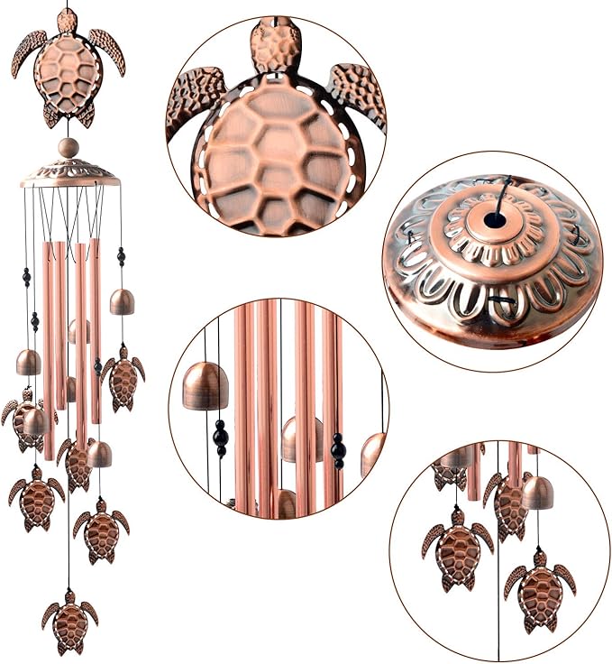 Sea Turtle Wind Chimes Outdoor, Mother Gift,Birthday Gifts for All mom/Grandma/dad/Women/Aunt/Daughte/Friend/Niece/Sister/Teacher,Gardening Gift,Memorial windchimes Outside,Yard Decor