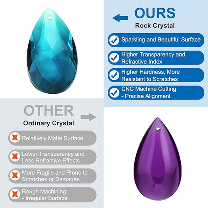 PATIKIL Teardrop Crystal Chandelier Pendants Beads, 5 Pack 135mm Length 38mm Chandelier Prisms Parts Ornaments Hanging Beads for DIY Arts Crafts Decoration, Sky Blue