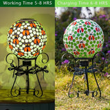 Stargarden Solar Gazing Ball, 10”Glass Gazing Globe, Mosaic Gazing Balls with Metal Ball Stand for Patio, Lawn, Garden Decor(Ladybug)