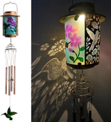 Solar Wind Chimes for Outdoor, Hummingbird Garden Decorations Memorial Wind Chimes Deep Tone, Sympathy Windchimes for Outside Garden Décor, Gifts for Mom, Grandma-Hummingbird
