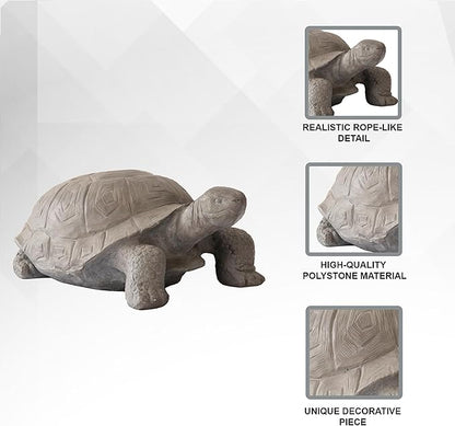 XBrand 30.3" L Light Grey Polystone Turtle Statue for Indoor or Outdoor Garden Decor