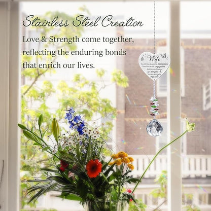 Memorial Crystal Suncatcher,Sympathy Gifts for Loss of Wife,Memorial Gifts for Loss of Wife,Hanging Crystals Ornament for Window Rainbow Maker Prisms Home Decor Gift