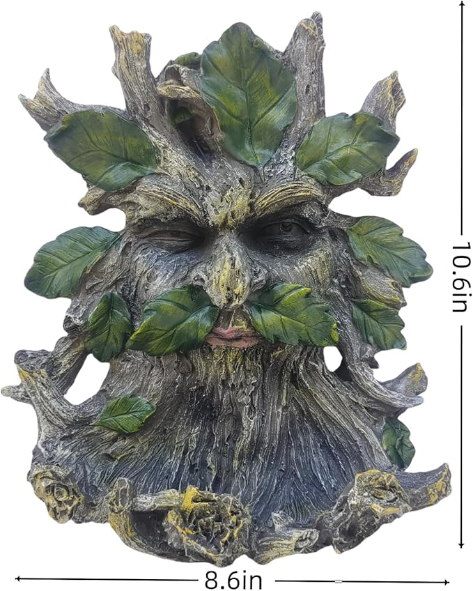 Whimsical Tree Face Garden Decoration ，Tree Faces Decor Outdoor Wallmounted Statue Art with Leaf Features, Outdoor Decor Garden Accessory (Home Decor)