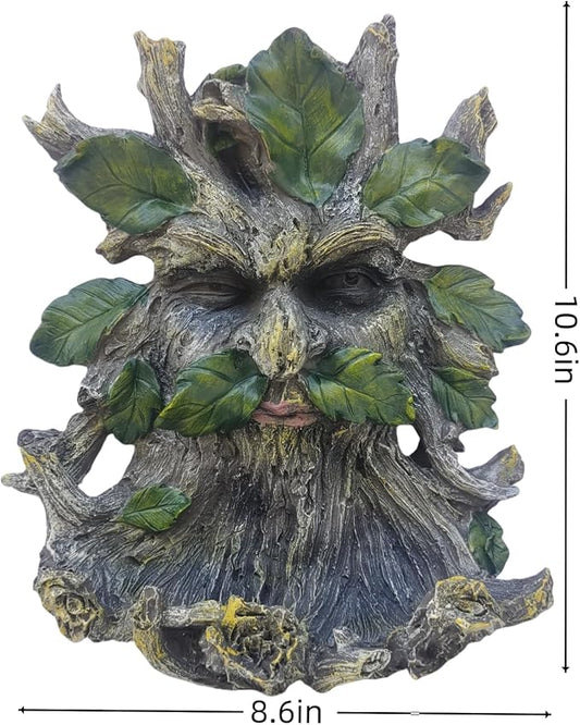 Whimsical Tree Face Garden Decoration ，Tree Faces Decor Outdoor Wallmounted Statue Art with Leaf Features, Outdoor Decor Garden Accessory (Home Decor)