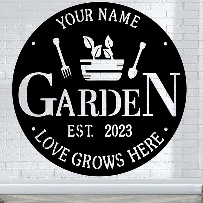 CFC0121316 Metal Garden Sign, Personalized Metal Sign Outdoor Decoration, Exclusive Customized Name Plaque Decoration for Potting Shed, Mom, Grandma, Grandpa