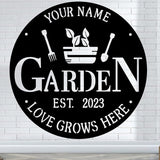 CFC0121316 Metal Garden Sign, Personalized Metal Sign Outdoor Decoration, Exclusive Customized Name Plaque Decoration for Potting Shed, Mom, Grandma, Grandpa