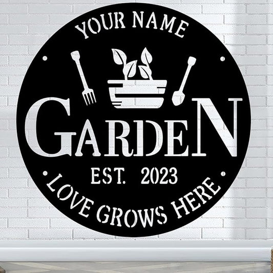 CFC0121316 Metal Garden Sign, Personalized Metal Sign Outdoor Decoration, Exclusive Customized Name Plaque Decoration for Potting Shed, Mom, Grandma, Grandpa