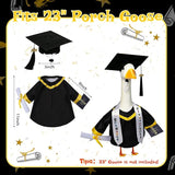 Porch Goose Graduation Outfit Fits 23 Inch Cement or Plastic Geese, Complete Porch Goose Clothes Set with Cap, Gown, Stole, Book & Memory Book for Graduation Party Outdoor Yard Lawn Classroom Decor