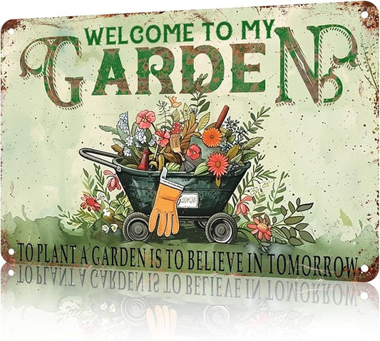 Vintage Gardening Metal Sign Gardening Wall Decor Gardening Gift for Friend Backyard Oasis Bar Outdoor Party 8 x 12 Inch