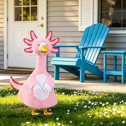 Axolotl Porch Goose Outfits for 23" Porch Goose Holiday Lawn Goose Cement or Plastic Statue Salamander Costume for Outdoor Yard Lawn Patio Decor