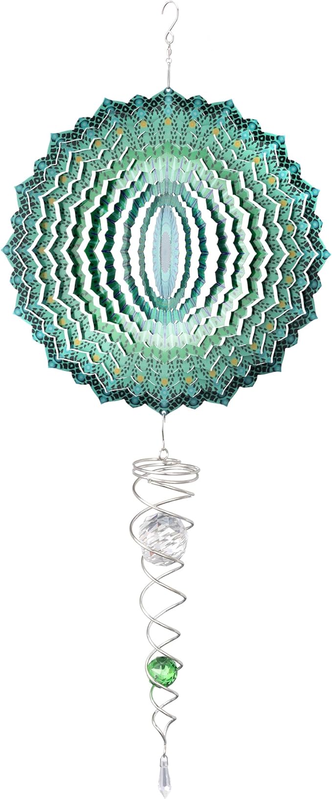 Navaris Garden Wind Spinner & Gazing Ball Spiral Tail Set - Hanging Ornaments & Windmill Spinners - Outdoor Windmills for The Garden, Trees, Balcony - Ideal Gifts for Men and Women