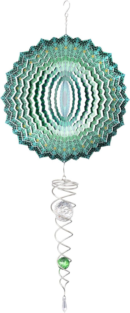 Navaris Garden Wind Spinner & Gazing Ball Spiral Tail Set - Hanging Ornaments & Windmill Spinners - Outdoor Windmills for The Garden, Trees, Balcony - Ideal Gifts for Men and Women