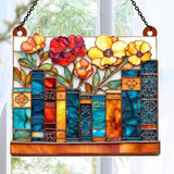 Jesuspirit - Window Hanging Suncatcher – Crystal Clear Acrylic & Wood Sun Catcher for Home Decor, for Women (The Floral Library, 8 Inches)