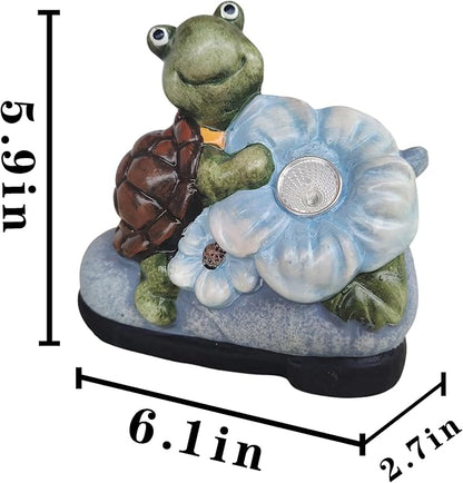 WYQF501 Solar Turtle Shoe Garden Statue with LED Light, Waterproof Outdoor Decor for Patio, Lawn, Terrace, Ideal Housewarming, Birthday and Mothers Day Gift