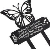 Buryeah Grave Decoration for Cemetery Butterfly Memorial Stake Headstone for Grave Memorial Garden Decor Waterproof Double Sided Print Metal Cemetery Marker, 13.19 x 11.81 Inches(Vivid Style)