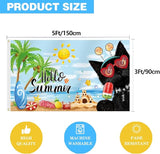 SENSEVEN Black Cat Summer Flags for Outside 3x5 Ft, Coconut Tree Popsicle Seasonal Yard Flag, Cute Kitten Beach Coastal Flag Hello Summer Welcome Outdoor Banner for Porch Farmhouse Decor
