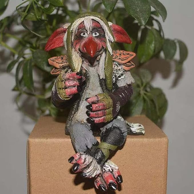 Garden Resin Statue, Big Goblin Statue Leprechaun Anime Character Sculpture Home Decor Sculpture Figurine for Indoor Outdoor Lawn Ornaments