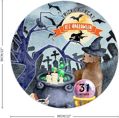 Retro Metal Sign 12"x12",Happy Halloween Scary Night Grave Witch Bats Trick Or Treat Dog Aluminum Tin Metal Sign for Home Living Room Bedroom Garden Farm Patio Decor Wall Art Poster
