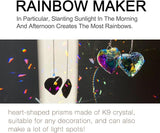 2PCS Simple Geometry Crystal Sun Catcher Prisms, stino Hanging Suncatchers with Glass Prism, Rainbow Maker for Windows, Balcony, Kitchen, Garden Decoration (1, Heart ABColor 2Pcs)