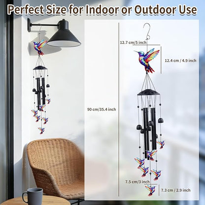 Hummingbird Wind Chimes for Outside, 35" Memorial Wind Chimes for Loss of Loved One, Sympathy Bereavement Gift for Mother Father Husband