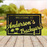 MeMate Personalized Metal Sign for Backyard, Patio, Garden, Deck, Large Outdoor Decor, Housewarming Gifts