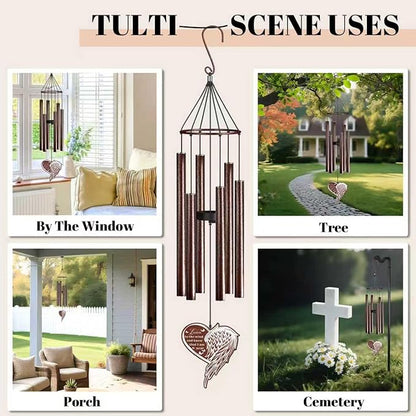 Indoor/Outdoor Memorial Wind Chime — A Heartfelt Gift for Retirement, Friendship, New Home, Thanks & Remembrance | Tunable Low-Pitch Tubes, 37.4 Inches | Ideal for Balcony, Garden, or Patio