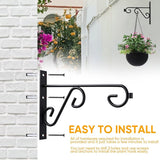 Hanging Plant Bracket Metal Wall Hook,Anti-Rust Indoor Outdoor Wall Hangers for Bird Feeders, Planters, Lanterns, Wind Chimes,Doorplate. (9 Inch, 2 Pcs)