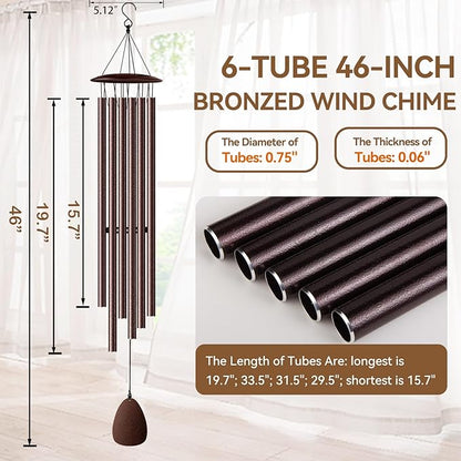 Wind Chimes for Outside, 46" Bronzed Wind Chimes Gifts for Women Christmas Birthday Retirement Thank You and Any Occasion, Memorial Sympathy Gift for Loss Loved One