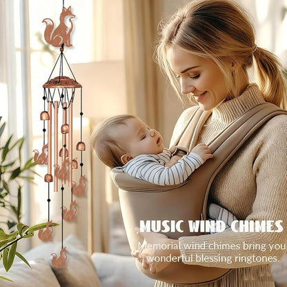 INFUNLY Fox Wind Chimes for Outside Animal Metal Wind Chime Aluminum Windchime Tubes Foxes Memorial Wind-Bell Retro Music Windchimes with Little Bells for Yard Garden Decor Housewarming Birthday Gift