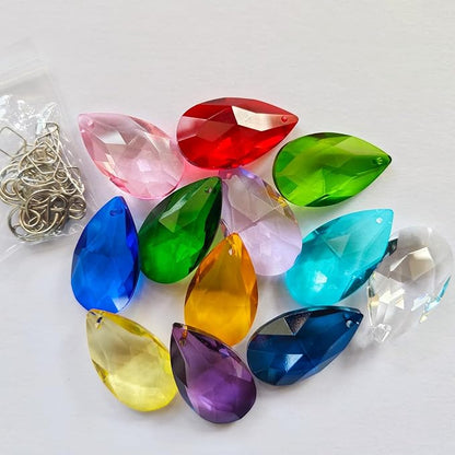 12 PCS Colorful Crystal Glass Prism Suncatcher, Christmas Hanging Ornaments, Rainbow Pendants Maker, Hanging Crystals Prisms for Windows, Xmas Tree Decorations for Home Decor