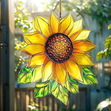 Sunflower Acrylic Suncatcher, Boho Suncatchers for Window Hanging Ornament, Stained Glass Effect Art Garden Decor for Flower Lover, Gifts for Mother's Day, Mom, Grandma, Wife, Women, Nana