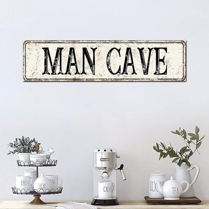 Madcolitote Personalized Man Cave Street Sign Vintage Man Cave Wood Signs Wall Art Rustic Wall Decorations for Living Room Home Decor for Home Man Cave Door Porch Garden Party 6x24in