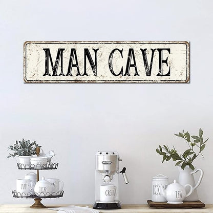 Madcolitote Personalized Man Cave Street Sign Vintage Man Cave Wood Signs Wall Art Rustic Wall Decorations for Living Room Home Decor for Home Man Cave Door Porch Garden Party 6x24in