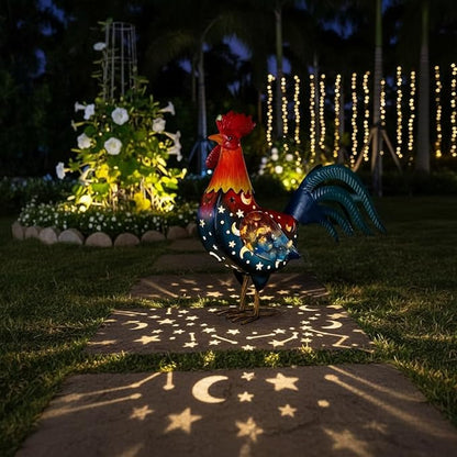 LIFFY Metal Rooster Yard Decor,18 Inch Solar Chicken Yard Decorations Outdoor,Garden Rooster Decor for Outside,Lawn Statues Decorative Ornaments for Home Patio Backyard Landscape