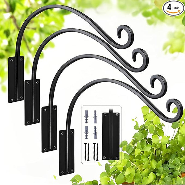 16 Inch 4 Pack Plant Hangers Outdoor,Plant Hanging Hook Bracket for Bird Feeder Hanger,Hanging Plant Hooks for Outside Baskets Lanterns Wind Chimes Outdoor Indoor