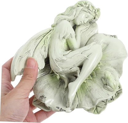 Toyvian Sleeping Resin Figurine Garden Statue Decor for Home Outdoor Lightweight Sculpture for Desk Elegant Fairy Ornament