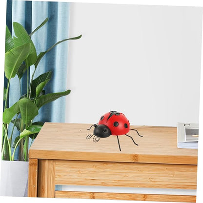 Holibanna 3pcs Iron Art Ladybug Decorations Realistic Outdoor Garden Decor Red Ladybug Adornments for Lawns Patios and Gardens Extra Small Small Medium