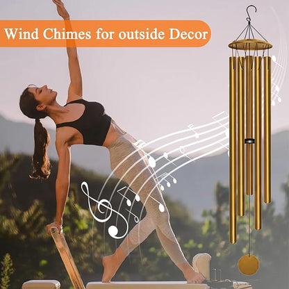 65" Extra Large Wind Chimes for Outside Deep Tone,Big WindChimes for Outdoor Porch Garden Patio Balcony Decor, Deep Tone Wind Chimes (Gold)
