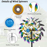 DREAMSOUL 360° Wind Spinners Outdoor, 13" Dia Wind Spinner with Metal Stake, Kinetic Two Way Spinner for Yard Garden Outdoor Decor